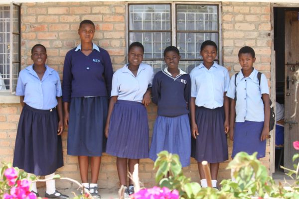 Secondary School girls line up